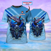 Scuba Diving Shark- Personalized Name 3D T shirt For Scuba Diver