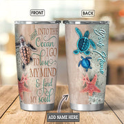 Personalized Name Sea Turtle Into the Ocean Tumbler 20oz 30oz Cup with Lid