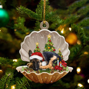 German Shephard Sleeping Pearl Christmas Two Sided Ornament