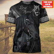 Personalized Name Love Horse Black All Over Printed Unisex Shirt