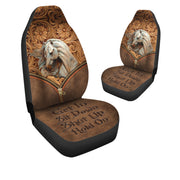 Get in Sit down Shut up Hold on AK53 - Horse Car Seat Covers With Leather Pattern Print Universal Fit Set 2