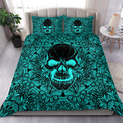 Skull Blue Neon Mandala Art Bedding Set P080804