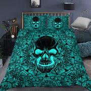 Skull Blue Neon Mandala Art Bedding Set P080804