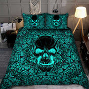 Skull Blue Neon Mandala Art Bedding Set P080804