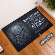 Personalized Name Black Skull Doormat P080902