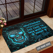 Teal Skull Hello Darkness My Old Friend Doormat