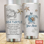 Personalized Name Advice From Sea Turtle Tumbler 20oz 30oz Cup with Lid