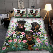 Rottweiler Flower Daily All Over Printed Bedding Set