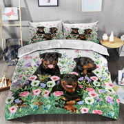 Rottweiler Flower Daily All Over Printed Bedding Set