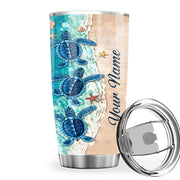 Personalized Name Sea Turtle 5 Tumbler 20oz 30oz Cup with Lid