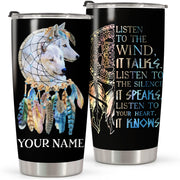 Native Wolf Tumbler 20oz 30oz Cup