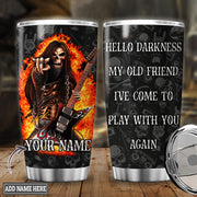 Personalized Name Skull Hello Darkness Guitar Tumbler 20oz 30oz Cup P160802