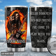 Personalized Name Skull Hello Darkness Guitar Tumbler 20oz 30oz Cup P160802
