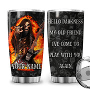 Personalized Name Skull Hello Darkness Guitar Tumbler 20oz 30oz Cup P160802