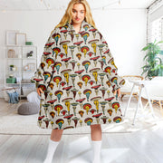 Mushroom Hoodie Fleece Blanket Oodie Blanket 3D , Unisex Oversized Hoodie Blanket