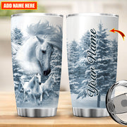 Personalized Name White Horse Tumbler 20oz 30oz Cup