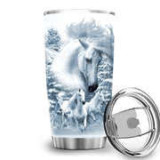 Personalized Name White Horse Tumbler 20oz 30oz Cup