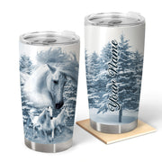 Personalized Name White Horse Tumbler 20oz 30oz Cup