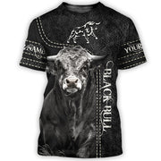 Personalized Name Black Bull All Over Printed Unisex Shirt