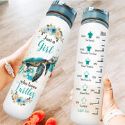 Im Just a Girl Who love Turtle Personalized Water Tracker Bottle 32oz