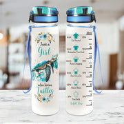 Im Just a Girl Who love Turtle Personalized Water Tracker Bottle 32oz