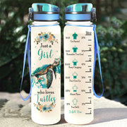 Im Just a Girl Who love Turtle Personalized Water Tracker Bottle 32oz
