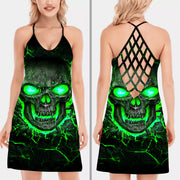 Skull Green Version Criss Cross Dress