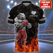 Personalized Name Boxing Pitbull 3D Polo Shirt