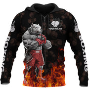 Personalized Name Boxing Pitbull 3D Polo Shirt