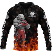Personalized Name Boxing Pitbull 3D Polo Shirt