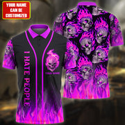 Personalized Name Skull I hate people Purple Version 3D Shirt P290704