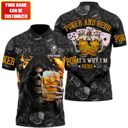 Personalized Name Poker Skull Beer All Over Printed Unisex Shirt