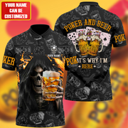 Personalized Name Poker Skull Beer All Over Printed Unisex Shirt