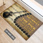 Personalized Name Old Guitarist Doormat Q130901