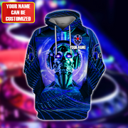 Personalized Name Blue Skull Dj All Over Printed Unisex Shirt Q150901