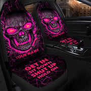 Personalized Name Pink Skull Lava Hold on Car Seat Covers Universal Fit Set 2 Q150908