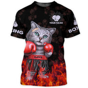 Personalized Name Cat Boxing All Over Printed Unisex Shirt Q170802