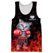Personalized Name Cat Boxing All Over Printed Unisex Shirt Q170802