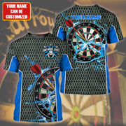 Personalized Name Blue Darts Water All Over Printed Unisex Shirt Q210903