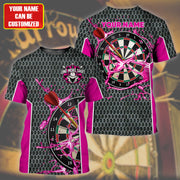 Personalized Name Pink Darts Water All Over Printed Unisex Shirt Q210903