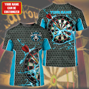 Personalized Name Teal Darts Water All Over Printed Unisex Shirt Q210903