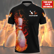 Personalized Name Bowling Fire All Over Printed Unisex Shirt