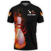 Personalized Name Bowling Fire All Over Printed Unisex Shirt