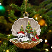 Siberian Husky Sleeping Pearl Christmas Two Sided Ornament